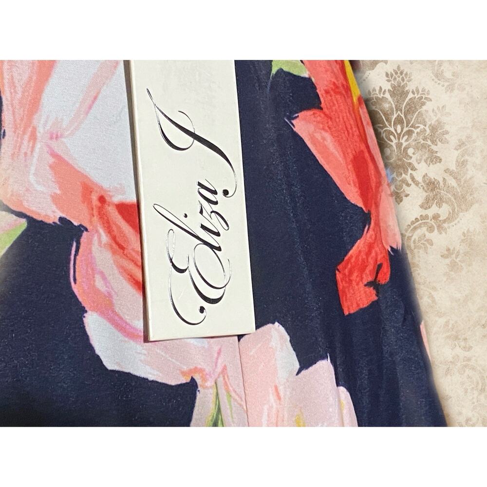 Eliza J Navy Floral High Low Cascade Ruffle Womens 6 Wedding/Peasant Skirt - Picture 9 of 12